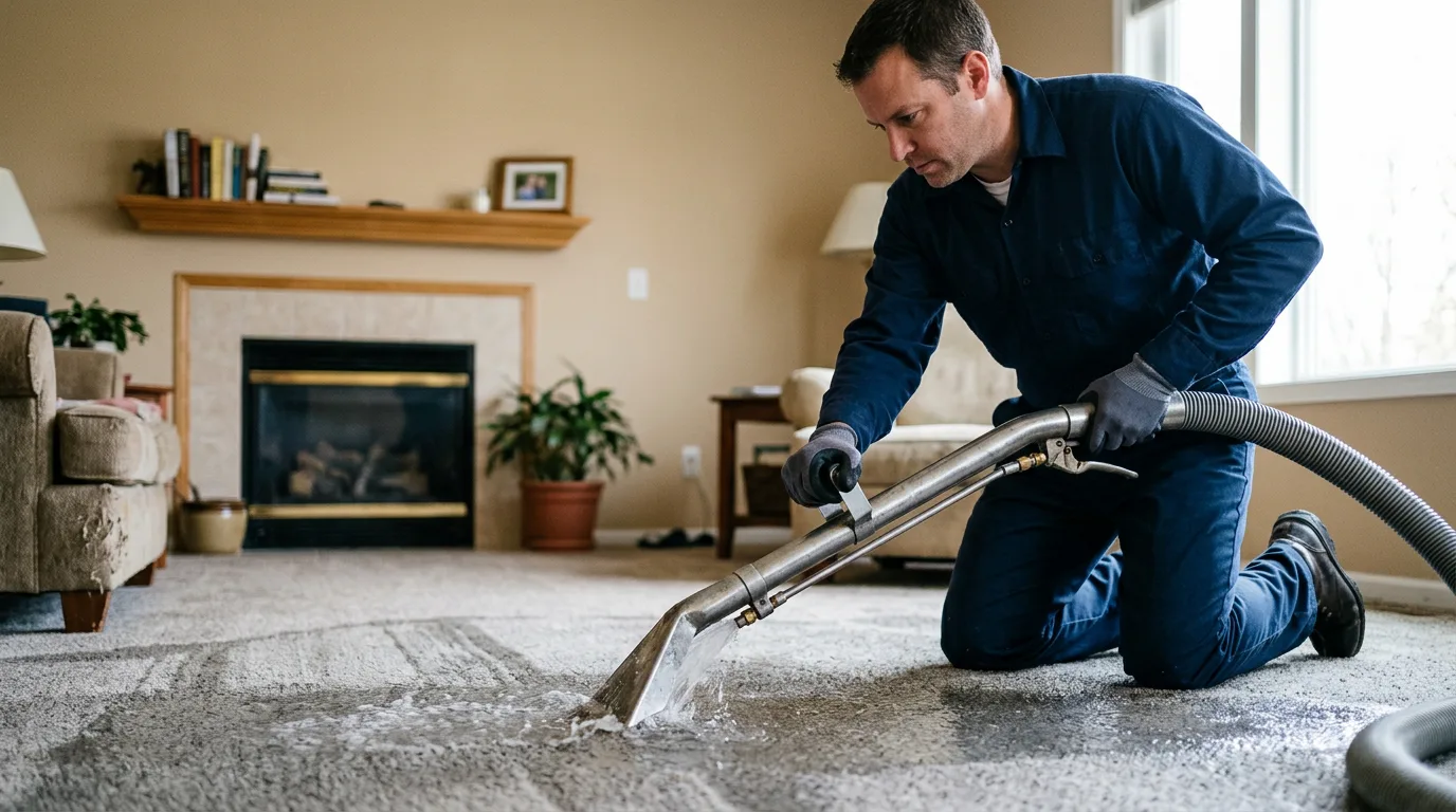 Water damage restoration technician working near Lovell, WY